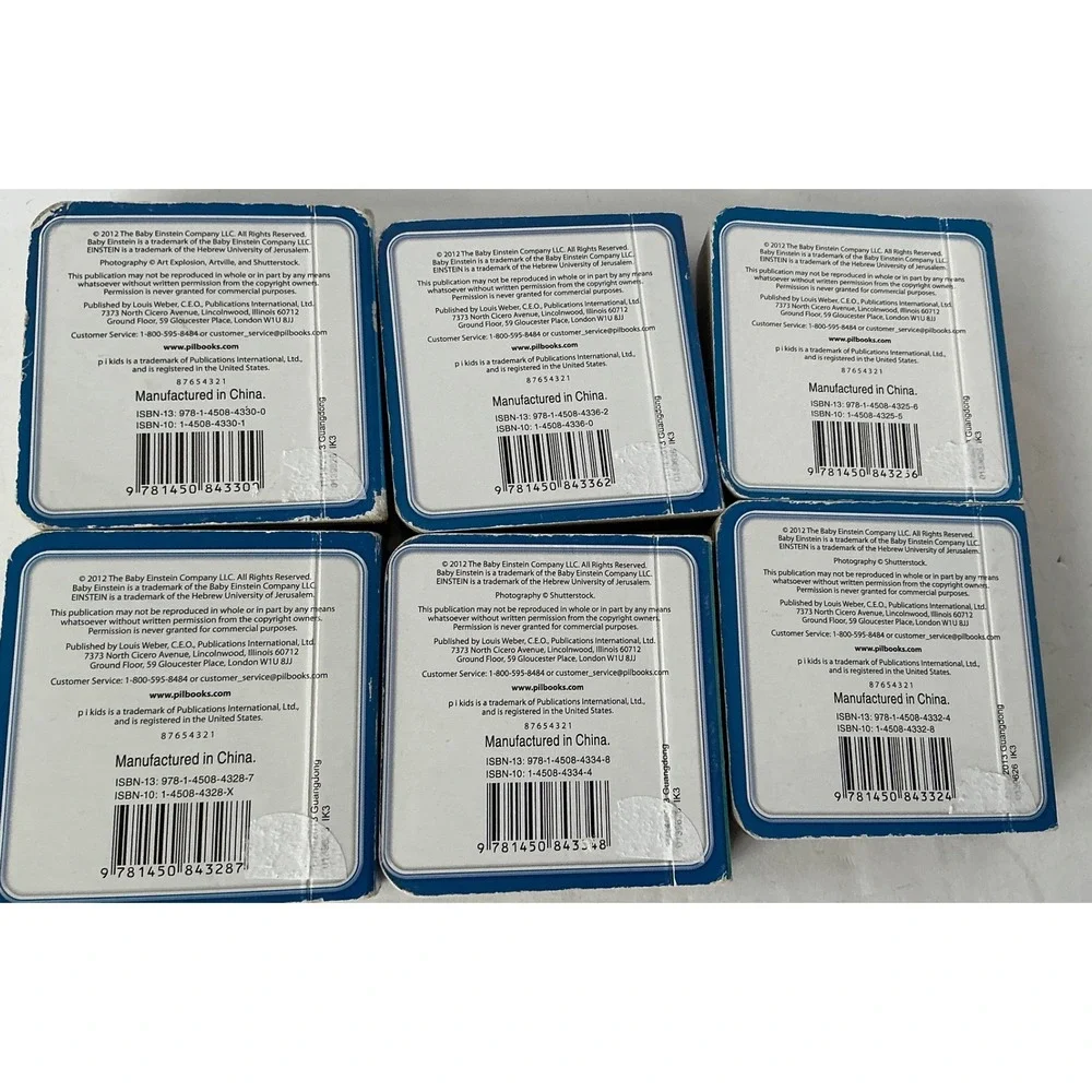 Baby Einstein Board Books Set of 6 Chunky‎ Educational Toddler Books 3x3 Multi